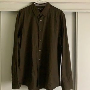 Michael Kore (Mens) dark olive green buttoned down shirt